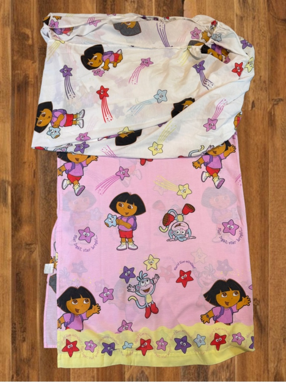 Vintage Dora the Explorer Sheet Twin Flat Pink Cartoon Nickelodeon Y2K